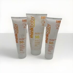Lot Of 3 Thinkbaby SPF 50+ Baby‎ Mineral Sunscreen Zinc Oxide 6 Oz & 3 Oz